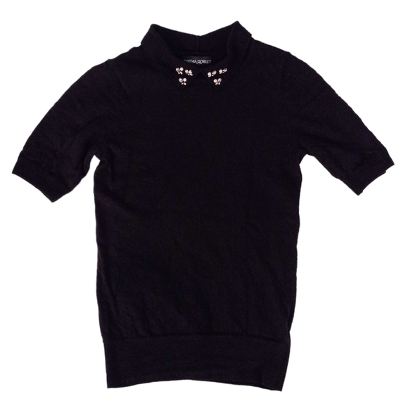 Cynthia Rowley Beaded Collar Merino Wool Sweater Top | US XS - Picture 4 of 7